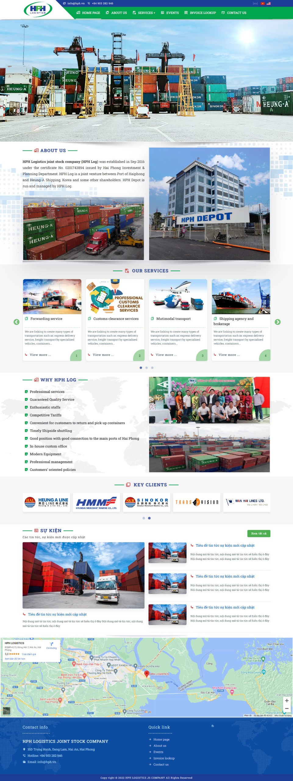 Trang web giới thiệu công ty dịch vụ kho bãi vận tải logistics
